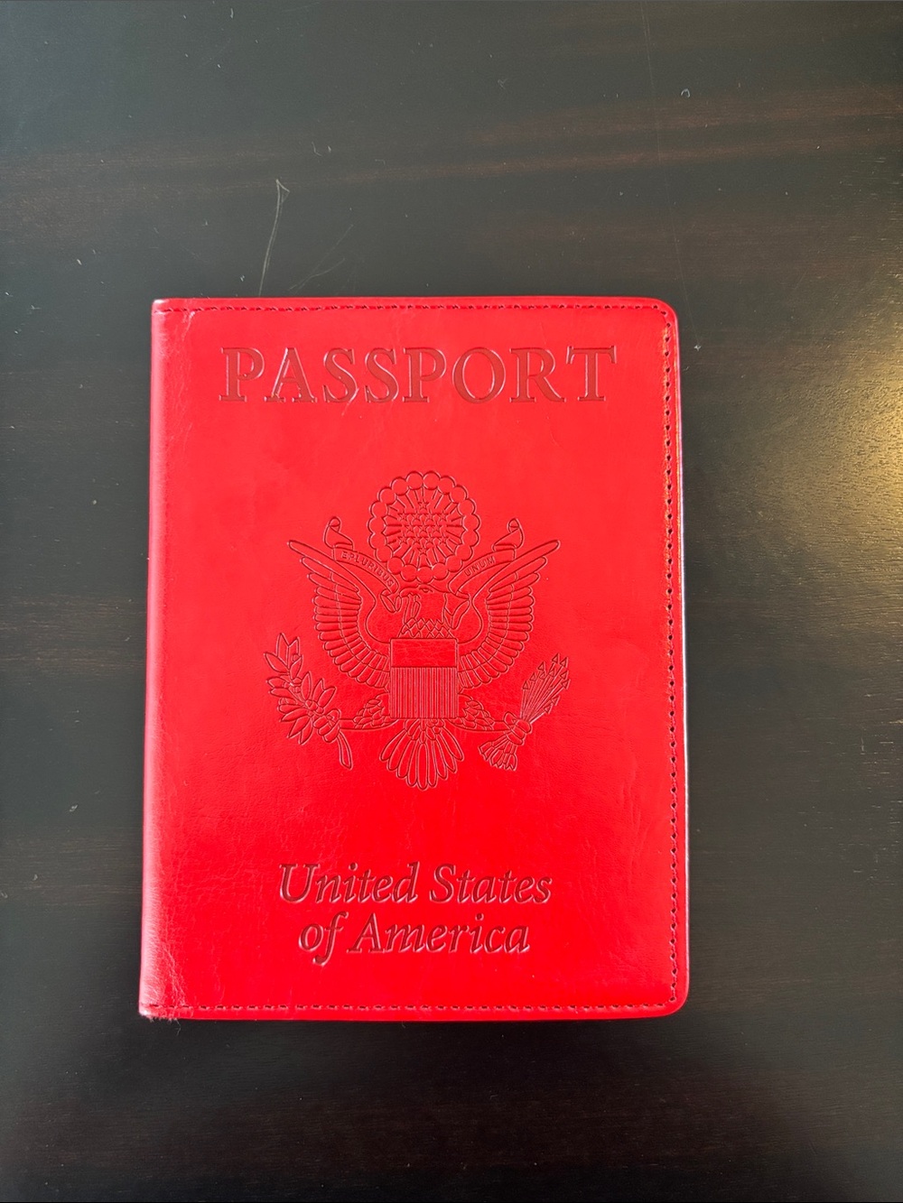 Red Passport Cover Holder - Leather